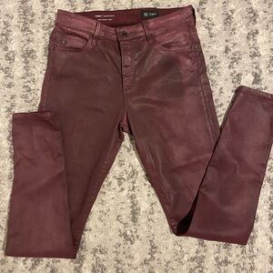 Burgundy Coated Jeans